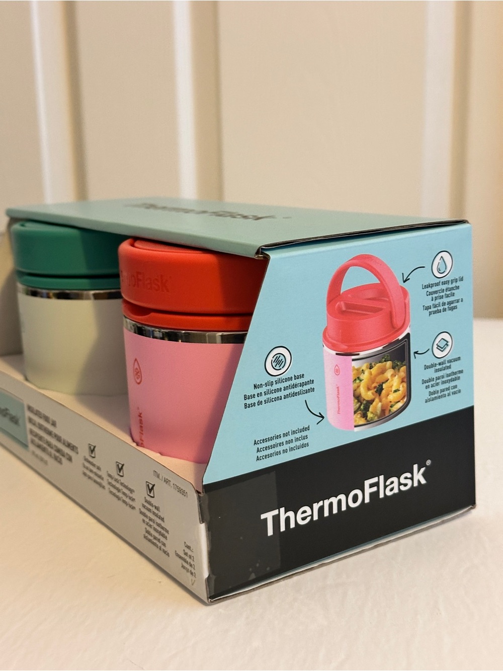 ThermoFlask Insulated Food Jars Green Red/Pink 2-Pack 20oz New - Picture 4 of 5